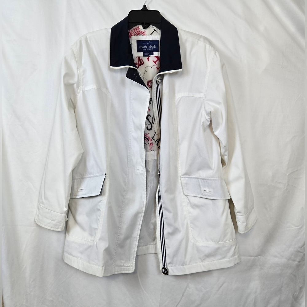 Mackintosh‎ New England Women's White Navy Nautical Windbreaker Jacket S Vintage